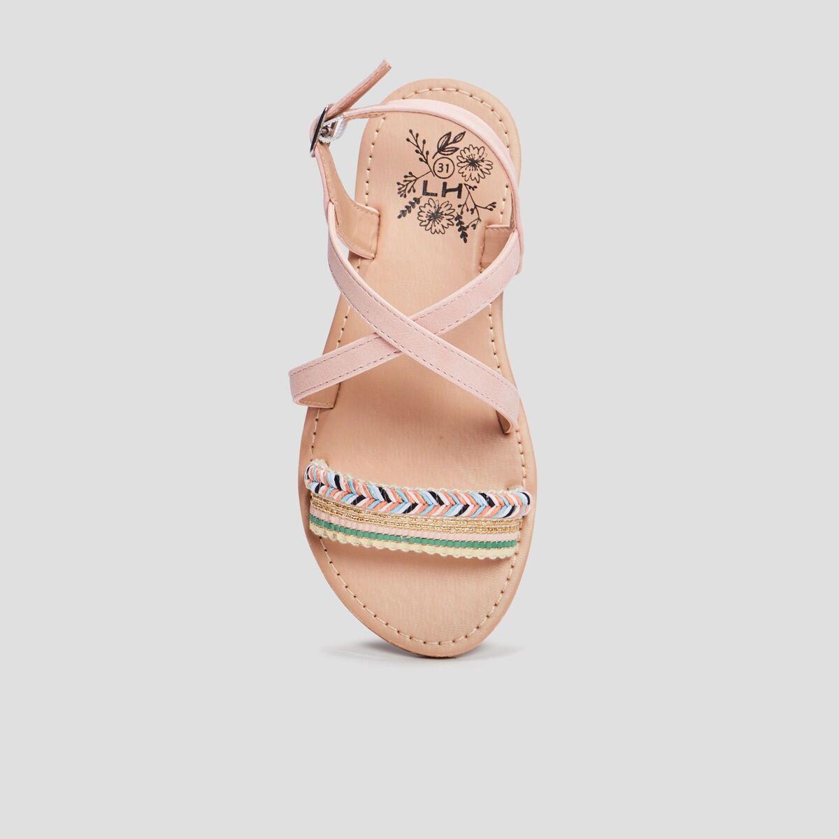 Sandales avec détails tressés rose fille