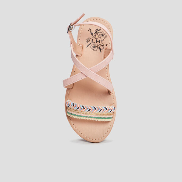 sandales avec details tresses rose fille Sandales avec détails tressés rose fille