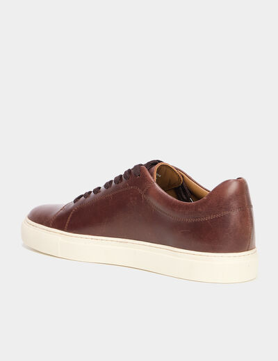 Tennis basses en cuir marron homme