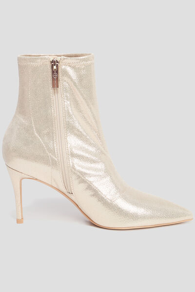 Bottines bouts pointus talons aiguilles jaune or femme