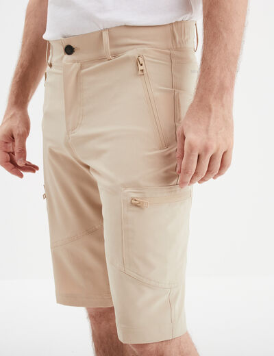 Short cargo à poches zippées beige homme