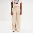Pantalon large avec ceinture beige femme