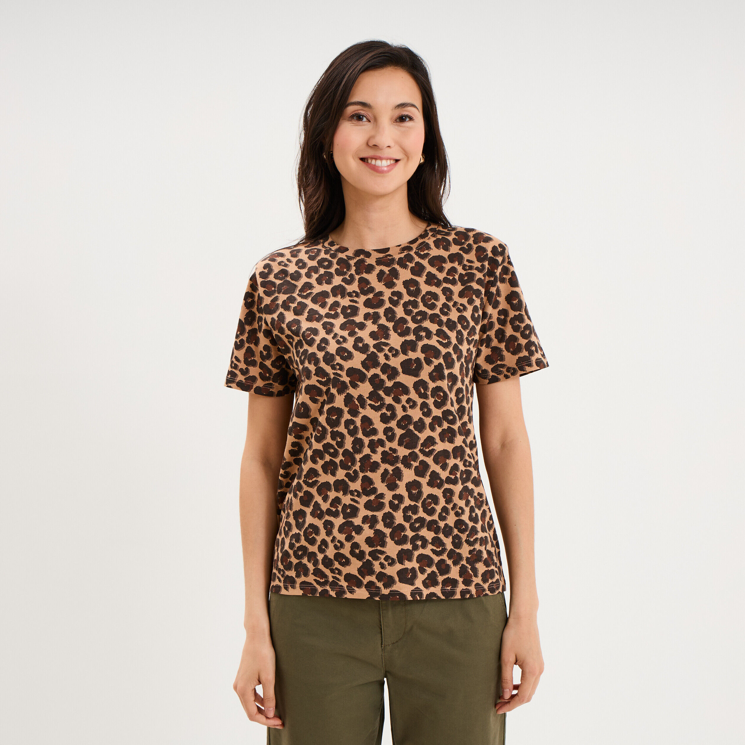 T-shirt coton col rond manches courtes ficelle femme LH