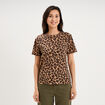 T-shirt coton col rond manches courtes ficelle femme