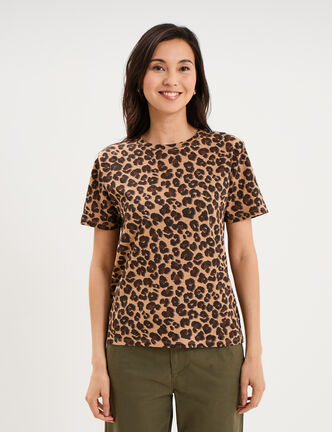 T-shirt coton col rond manches courtes ficelle femme