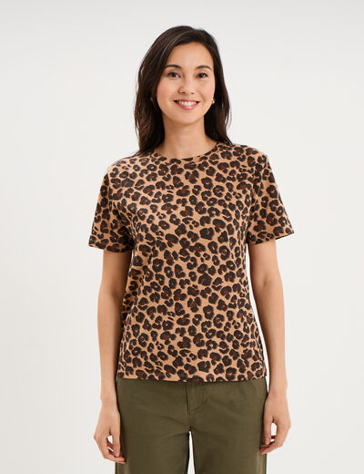 T-shirt coton col rond manches courtes ficelle femme