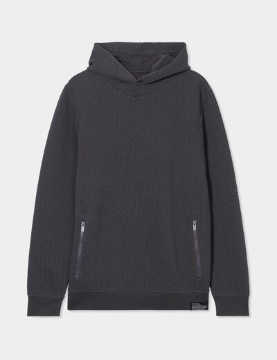 Sweat à capuche hoodie 2 poches zippées vert kaki homme