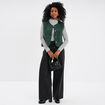 Gilet effet bouclette sans manches vert femme