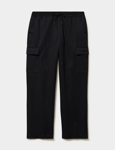 Pantalon cargo taille &eacute;lastiqu&eacute;e noir homme