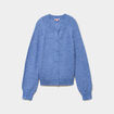 Gilet cardigan col rond boutonn&eacute; bleu ciel femme