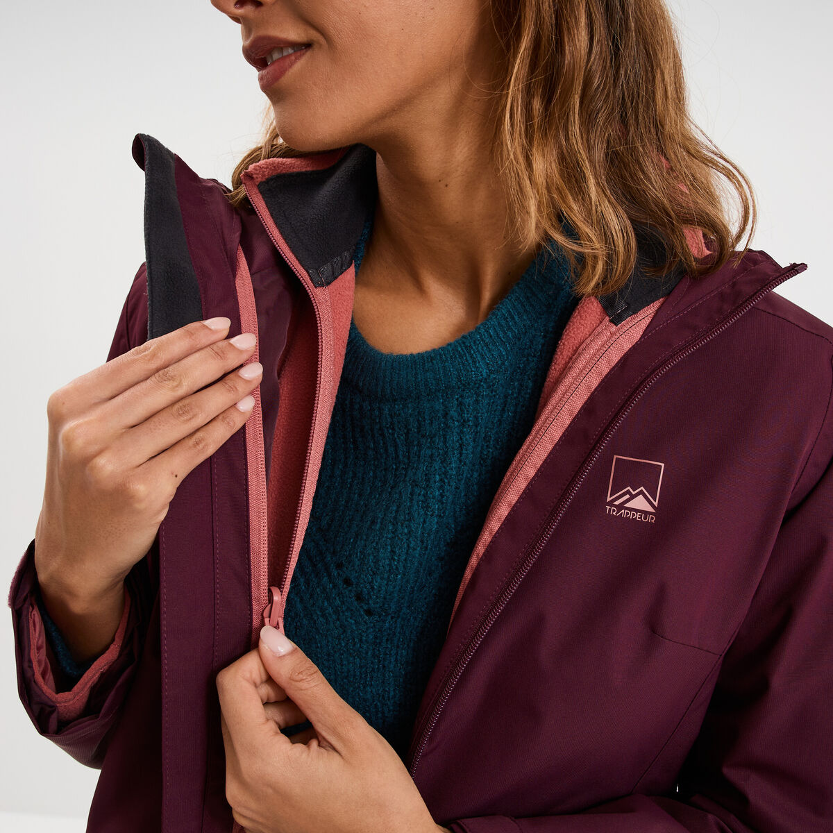 Parka 3-en-1 chaude et imperm&eacute;able prune femme