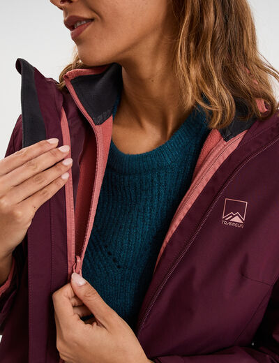 Parka 3-en-1 chaude et imperm&eacute;able prune femme