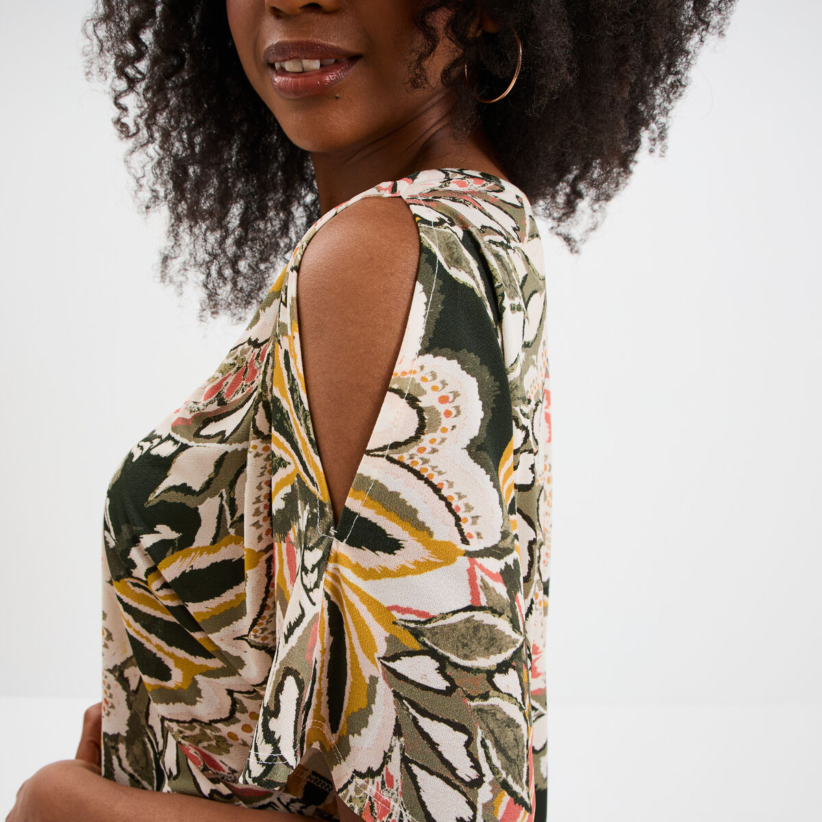 T-shirt manches courtes amples multicolore femme