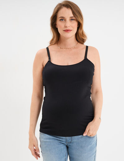Débardeur allaitement brassière intégrée noir femme maternité