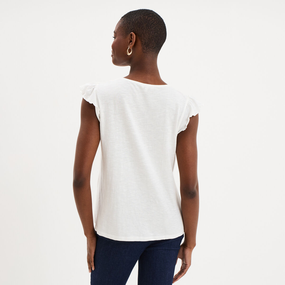 T-shirt avec broderie coton ecru femme