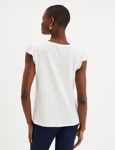 T-shirt avec broderie coton ecru femme