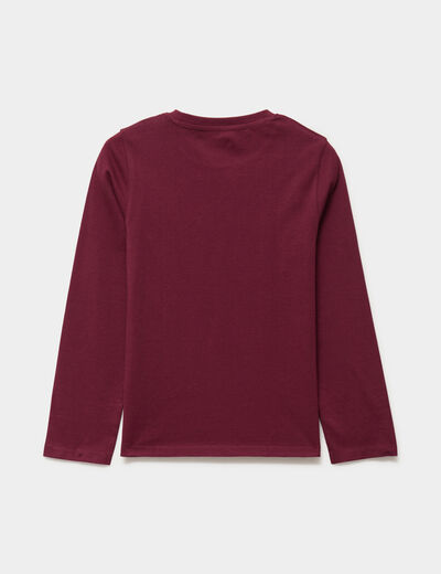 Ensemble pyjama pantalon et t-shirt bordeaux gar&ccedil;on