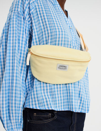 Sac banane bandouli&egrave;re en toile canvas jaune pastel femme