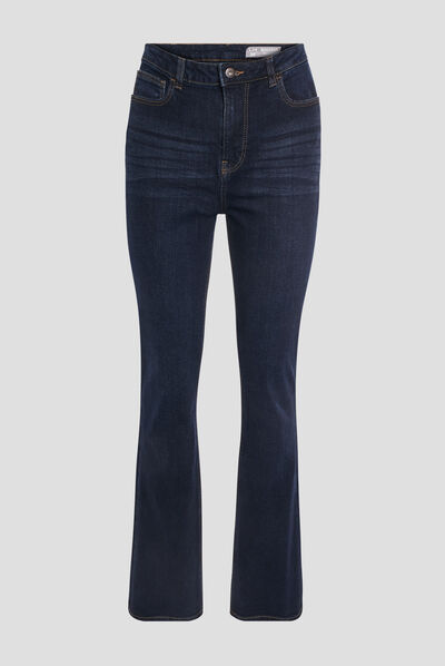 Jeans bootcut taille haute denim brut femme