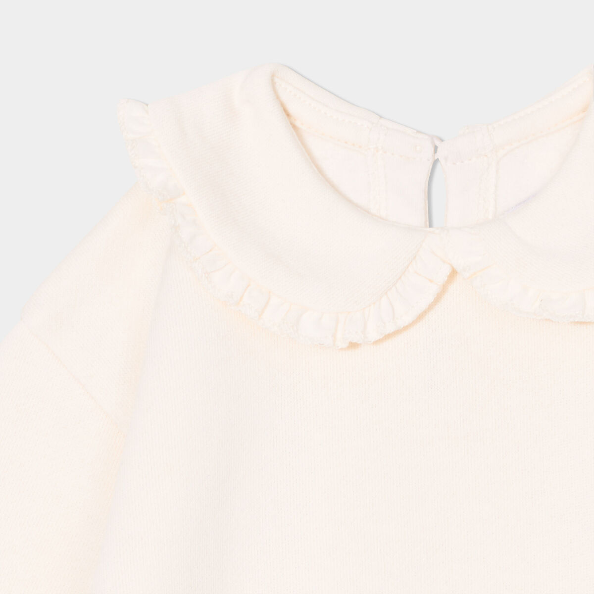 Sweat col claudine &agrave; volants creme b&eacute;b&eacute; fille