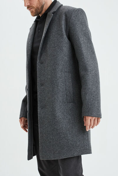 Manteau long fermeture boutonnée Creeks gris homme