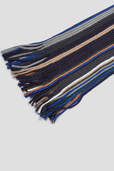 Écharpe à franges bleu marine homme