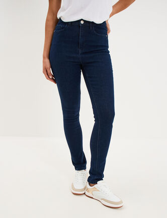 Jeans skinny taille haute denim brut femme