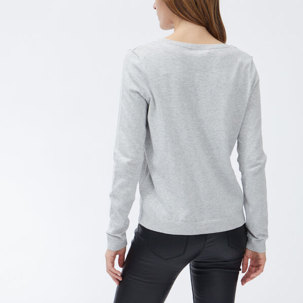 gilet manches longues boutonne col rond gris femme Gilet manches longues boutonné col rond gris femme