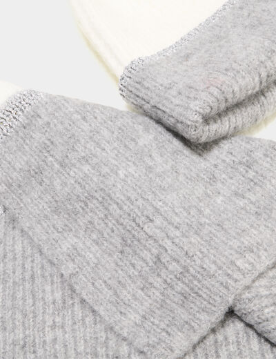 Ensemble &eacute;charpe et bonnet gris femme