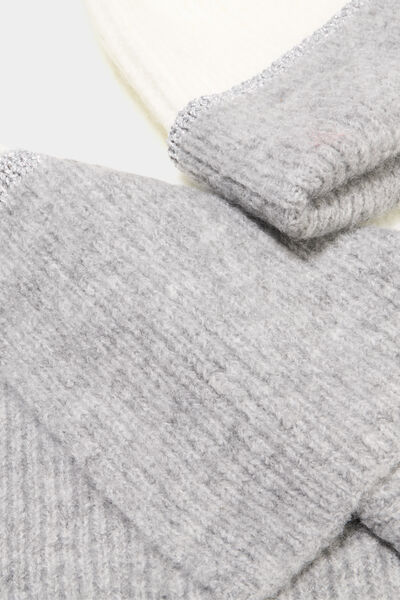 Ensemble &eacute;charpe et bonnet gris femme