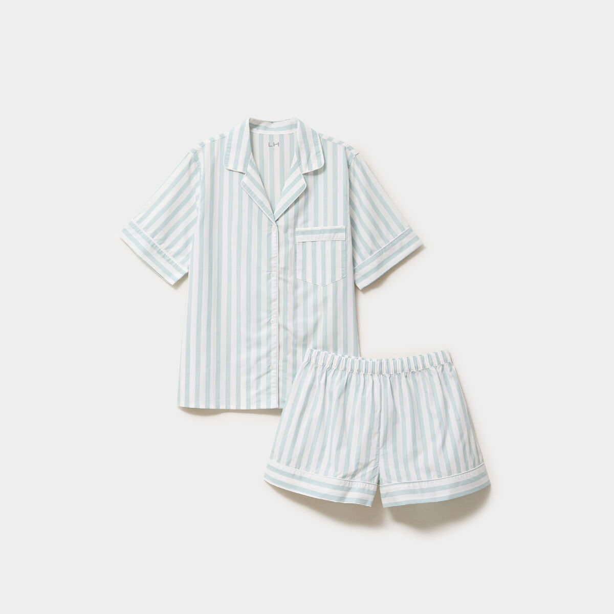 Ensemble pyjama short chemise coton ecru femme