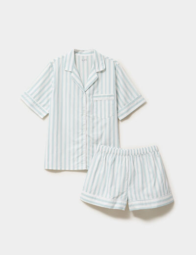 Ensemble pyjama short chemise coton ecru femme