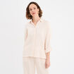 Chemise manches longues en gaze de coton beige femme