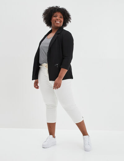 Veste ajustée manches 3/4 noir femme grande taille