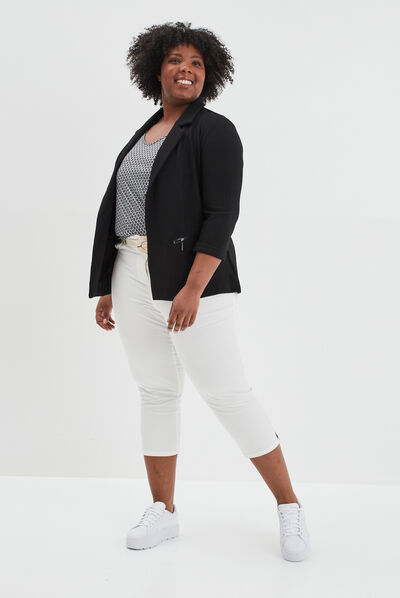 Veste ajustée manches 3/4 noir femme grande taille