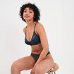Tanga en dentelle bleu canard femme