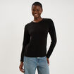 Pull col rond manches longues noir femme