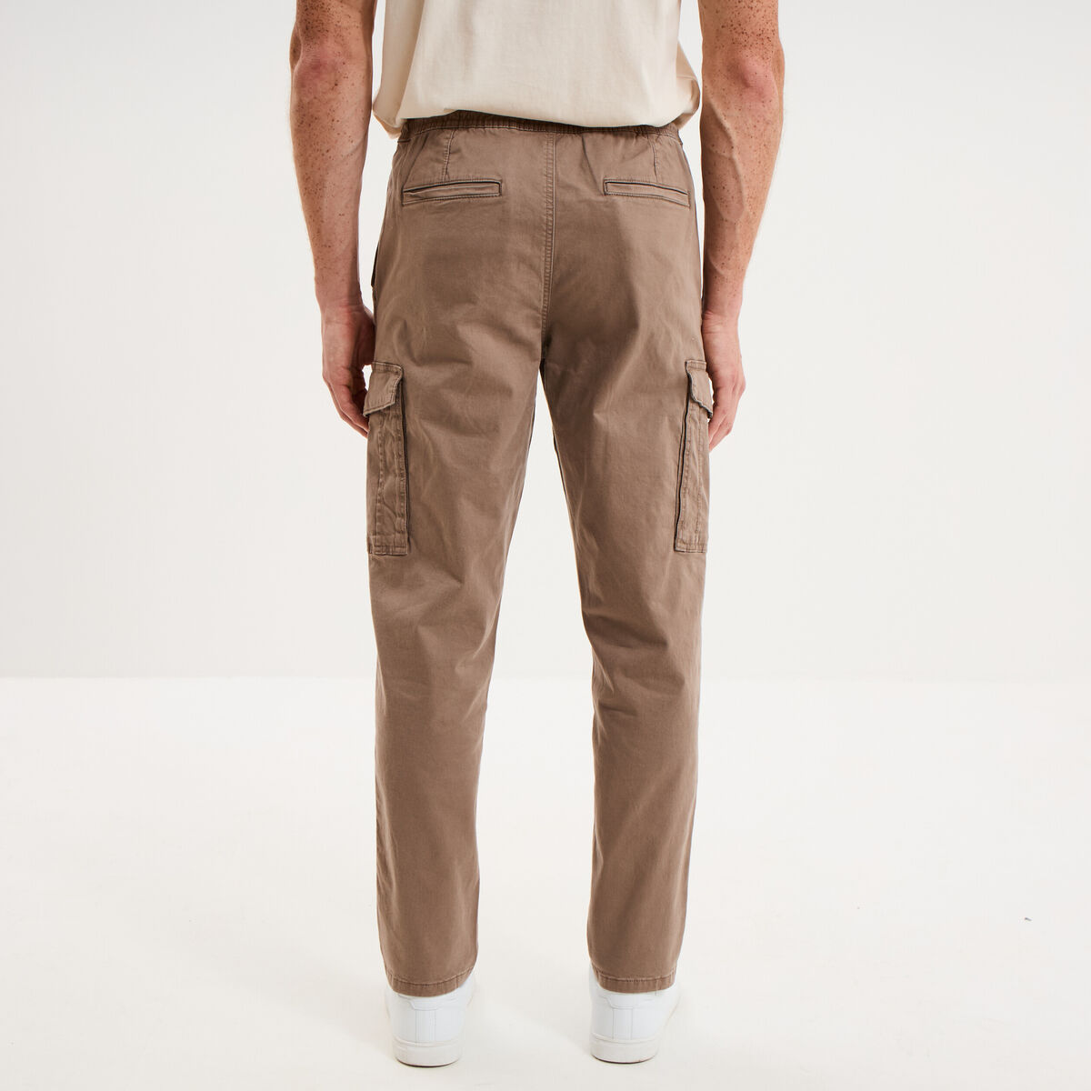 Pantalon cargo taille &eacute;lastiqu&eacute;e marron homme