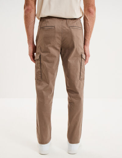Pantalon cargo taille &eacute;lastiqu&eacute;e marron homme