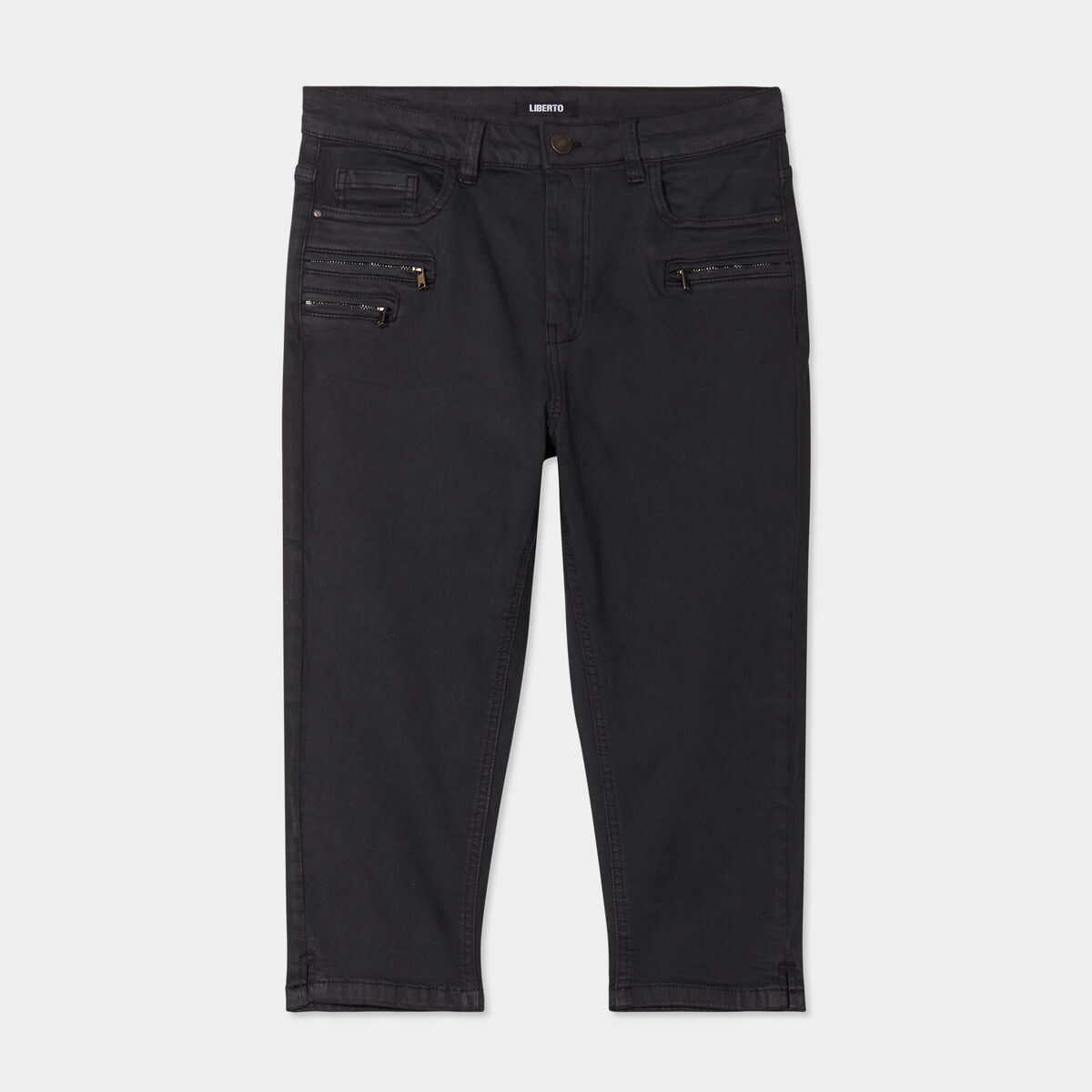 Pantacourt slim détails zippés Liberto noir femme