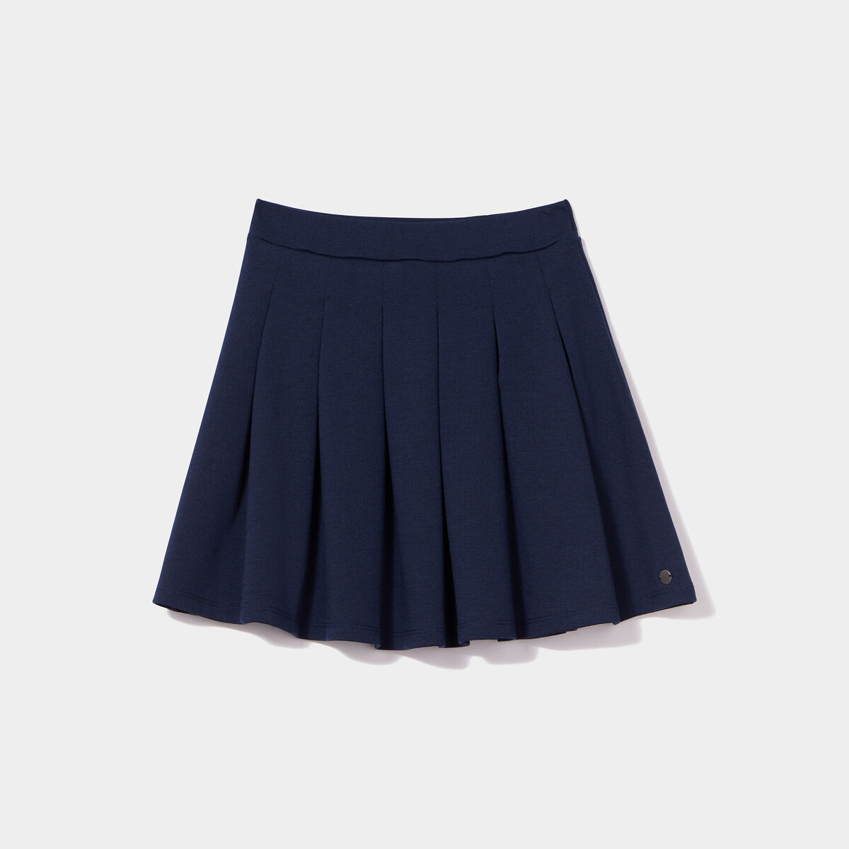 Jupe courte patineuse pliss&eacute;e bleu marine fille