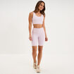 Short cycliste de sport taille haute violet clair femme