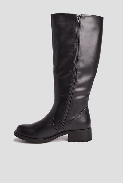 Bottes à talons carrés noir femme