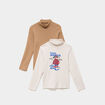 Lot 2 t-shirts &agrave; col roul&eacute; coton ecru gar&ccedil;on