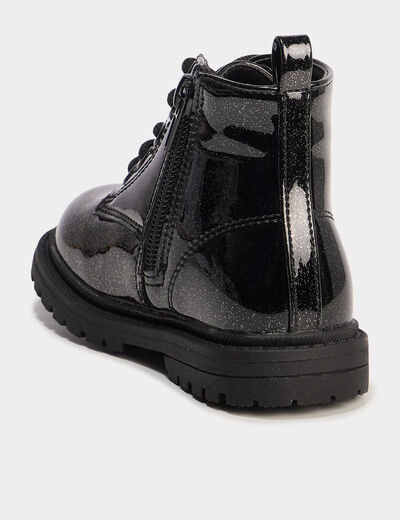 Boots crantées vernies à paillettes noir bébé fille