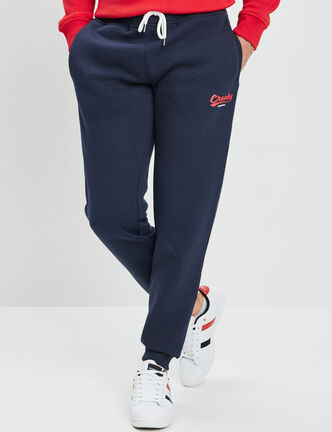 Pantalon jogging ajust&eacute; bleu marine homme