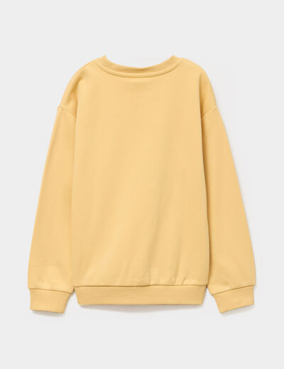 Sweat oversize col rond manches longues jaune gar&ccedil;on