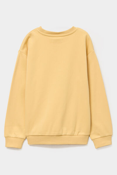 Sweat oversize col rond manches longues jaune gar&ccedil;on