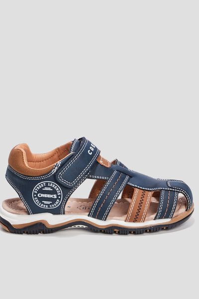 Sandales semelle crant&eacute;e bleu gar&ccedil;on