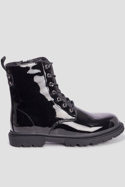 Bottines zippées à lacets noir femme
